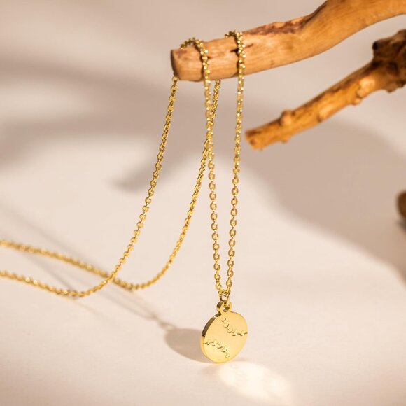 ⚡14k Gold Plated Necklace for Women Boots Bow Sun Moon Horse Evil Eye Conch - Picture 7 of 8